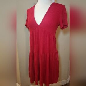 21 Saints Red Knit Dress Size‎ XS V-neck